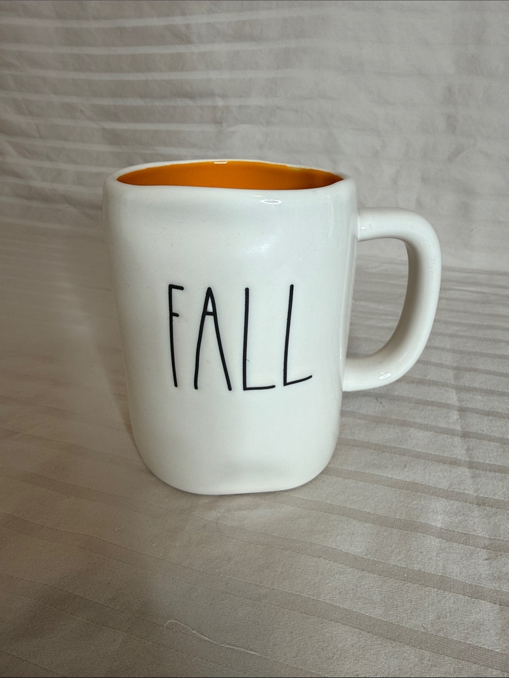Rae Dunn White Ceramic Mug with Orange Interior double sided Fall Y’all